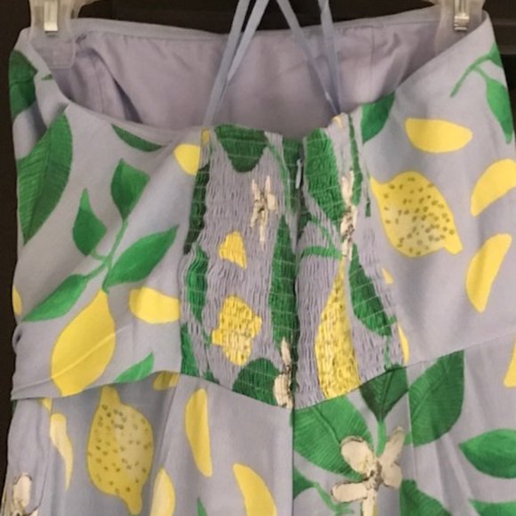 Anthropologies, Culottes Jumpsuit, strapless, lemon print, US4 - Picture 4 of 8